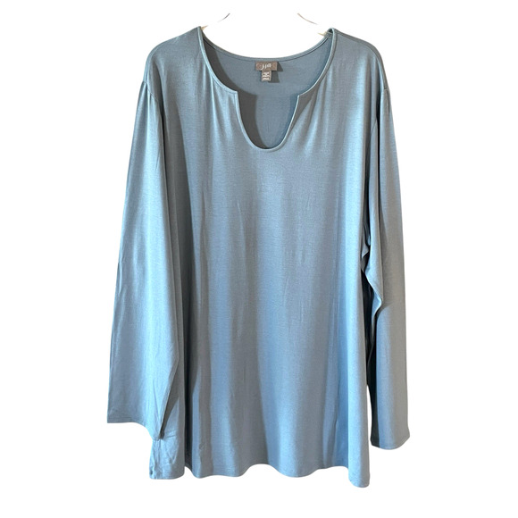 J. JILL Stretch Women's Size 3X Light Blue Pullover Long Sleeve Tunic Top NWOT - Picture 1 of 6